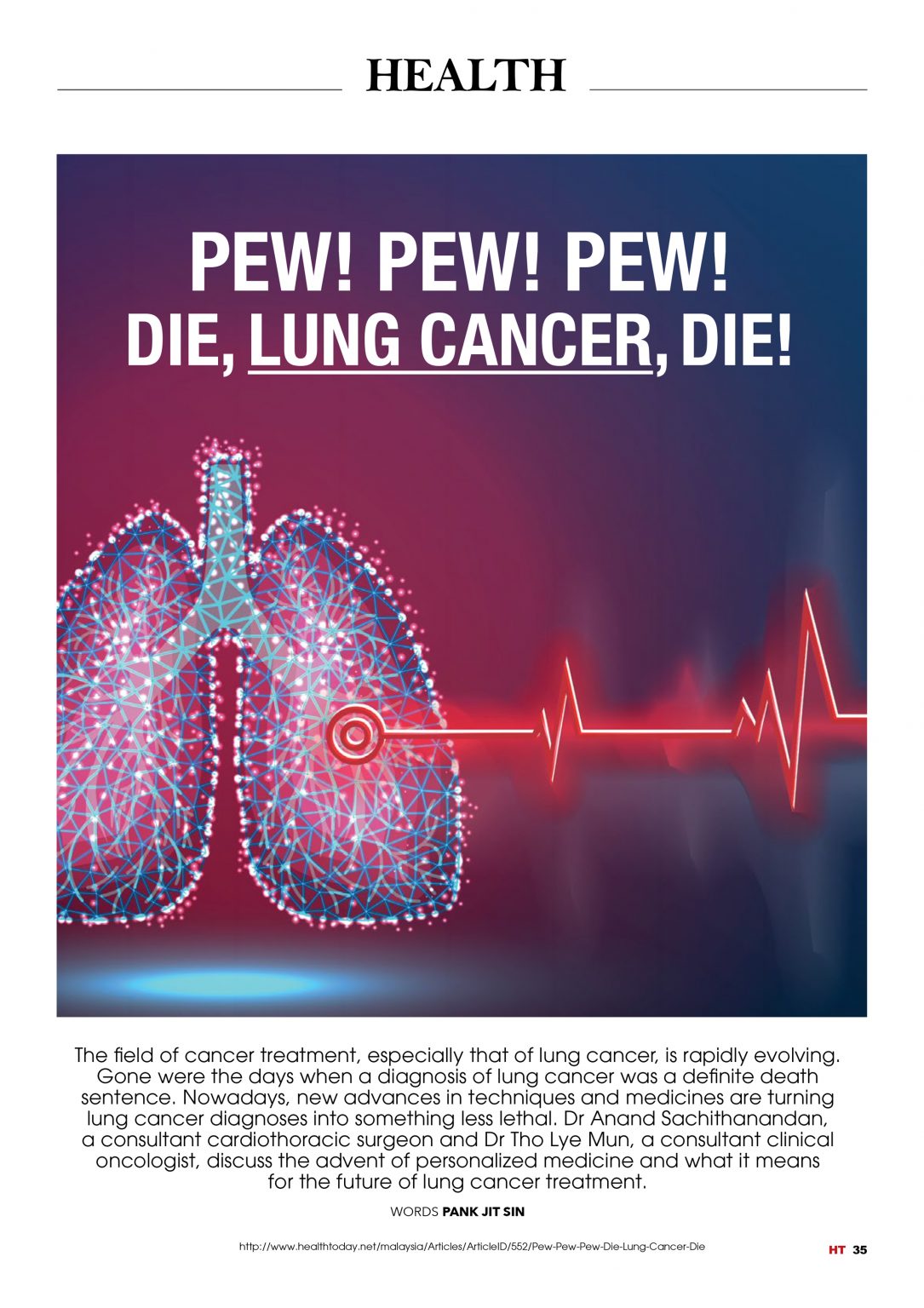 Health Magazine “Pew! Pew! Pew! Die, Lung Cancer, Die